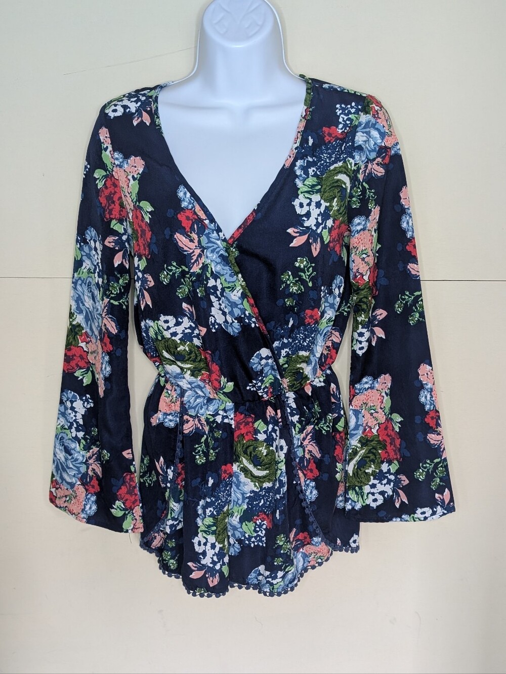 Charlotte Russe Mini Romper Long Sleeves Floral Print